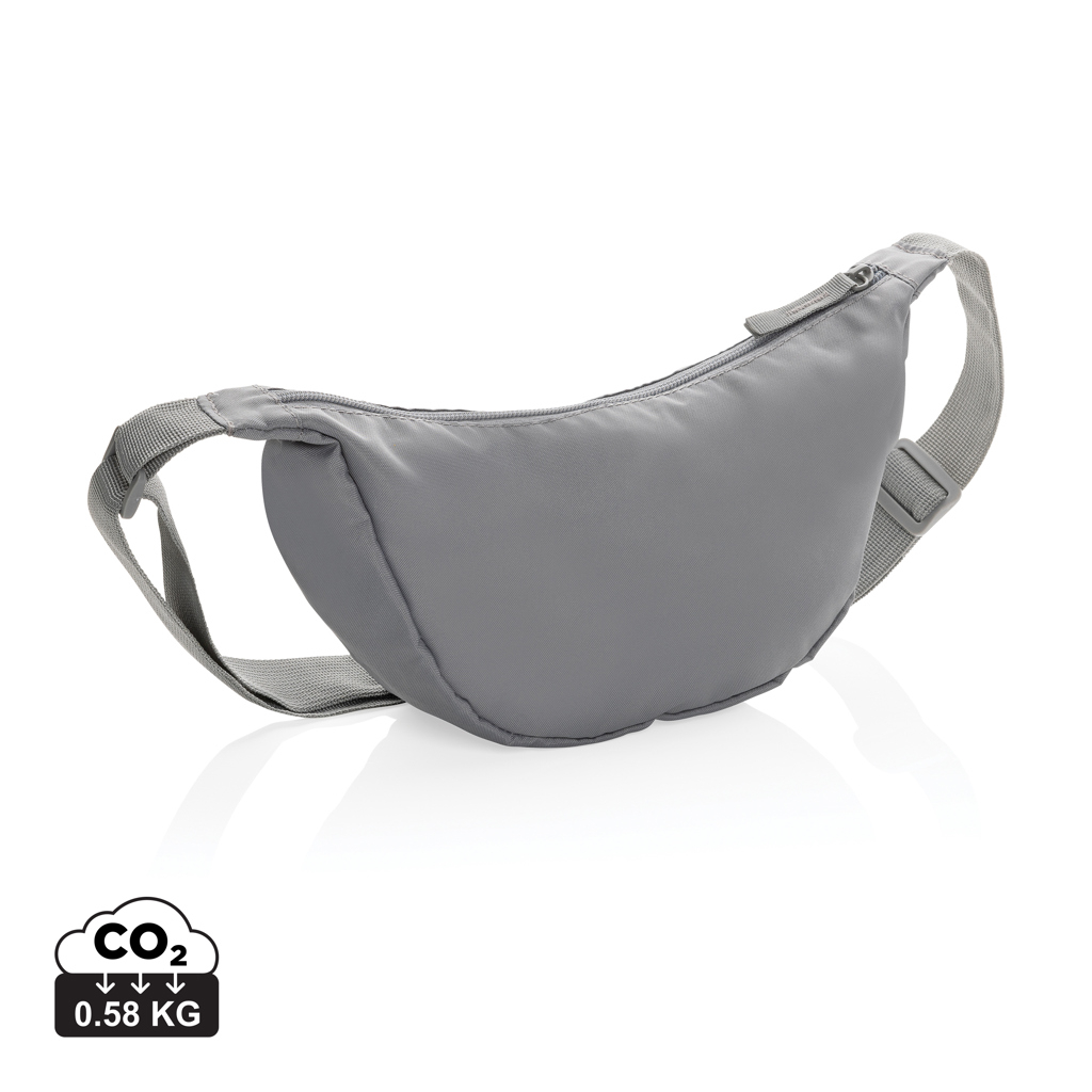 Sac demi-lune bandoulière personnalisable rPET Crescent Gris/Argent
