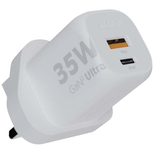 Chargeur mural britannique personnalisé XEC035 GaN² Ultra Xtorm Blanc