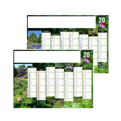 Calendrier bancaire personnalisable 2026 - Jardin