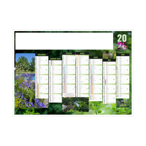 Calendrier bancaire personnalisable 2026 - Jardin