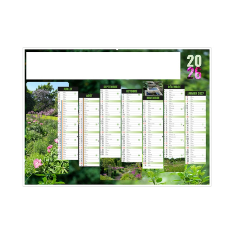 Calendrier bancaire personnalisable 2026 - Jardin