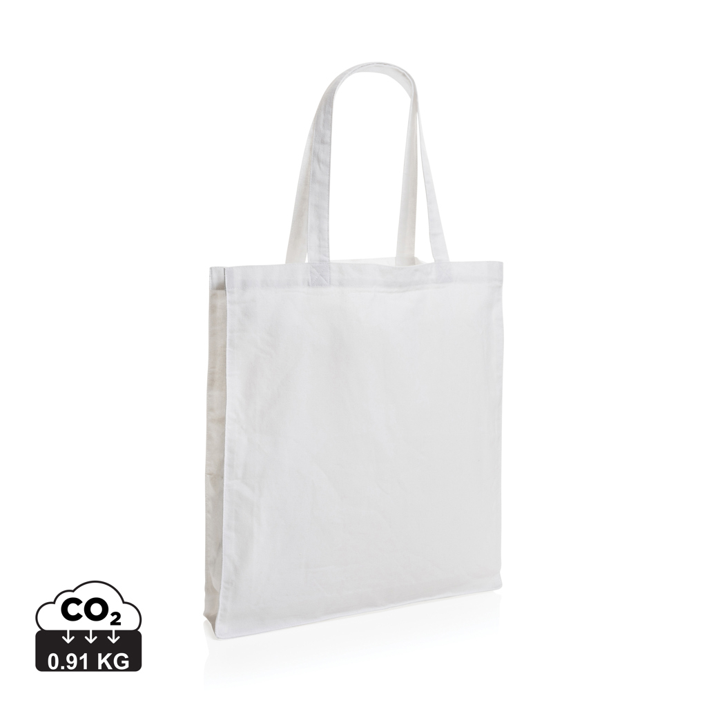 Tote bag soufflet coton recyclé publicitaire 145g Impact Blanc
