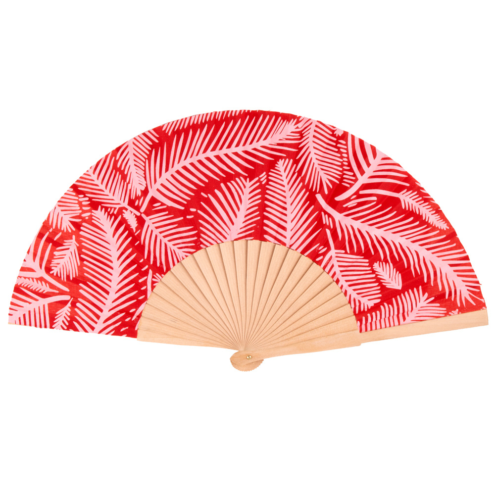 Éventail personnalisable bois - Leaves Rouge