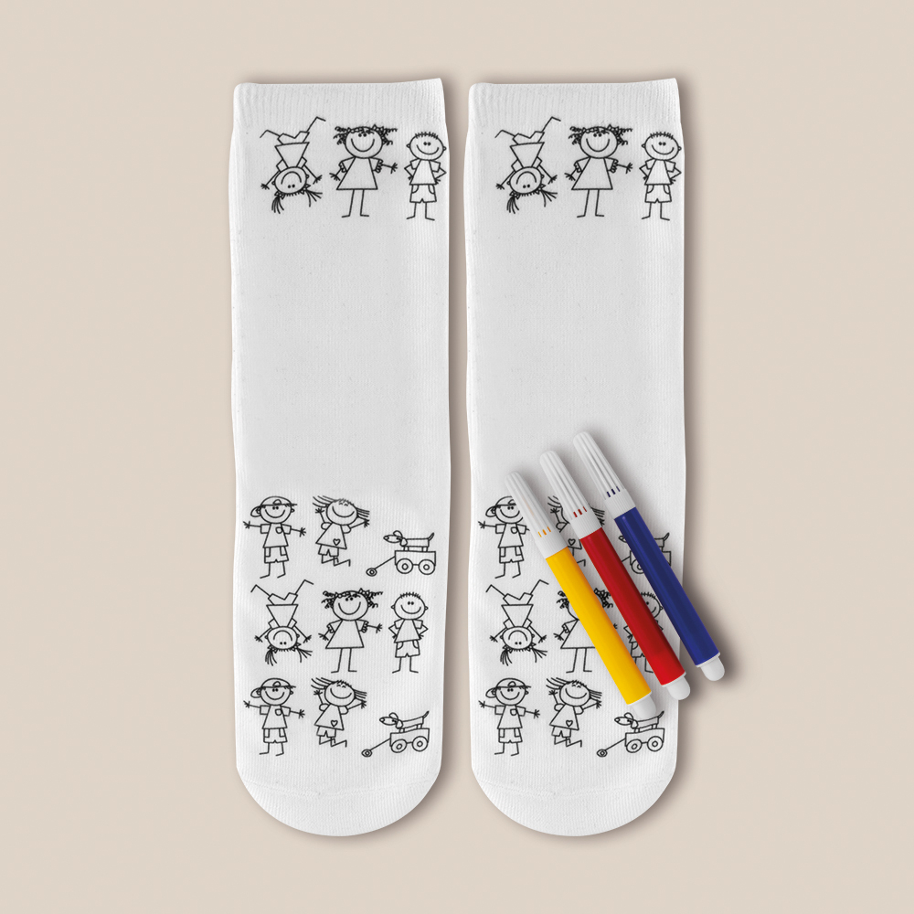 Chaussettes à colorier pour enfant personnalisables Blanc
