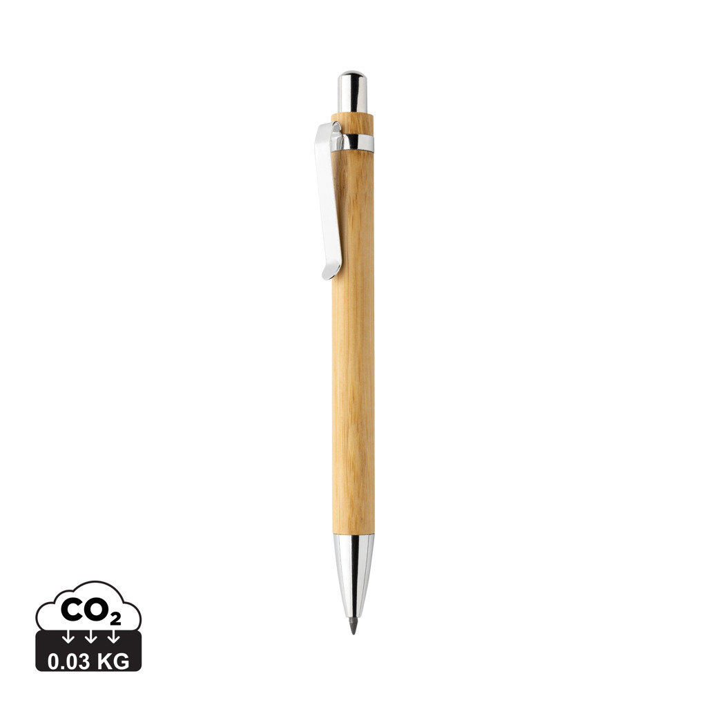 Stylo infini publicitaire en bambou Pynn Marron