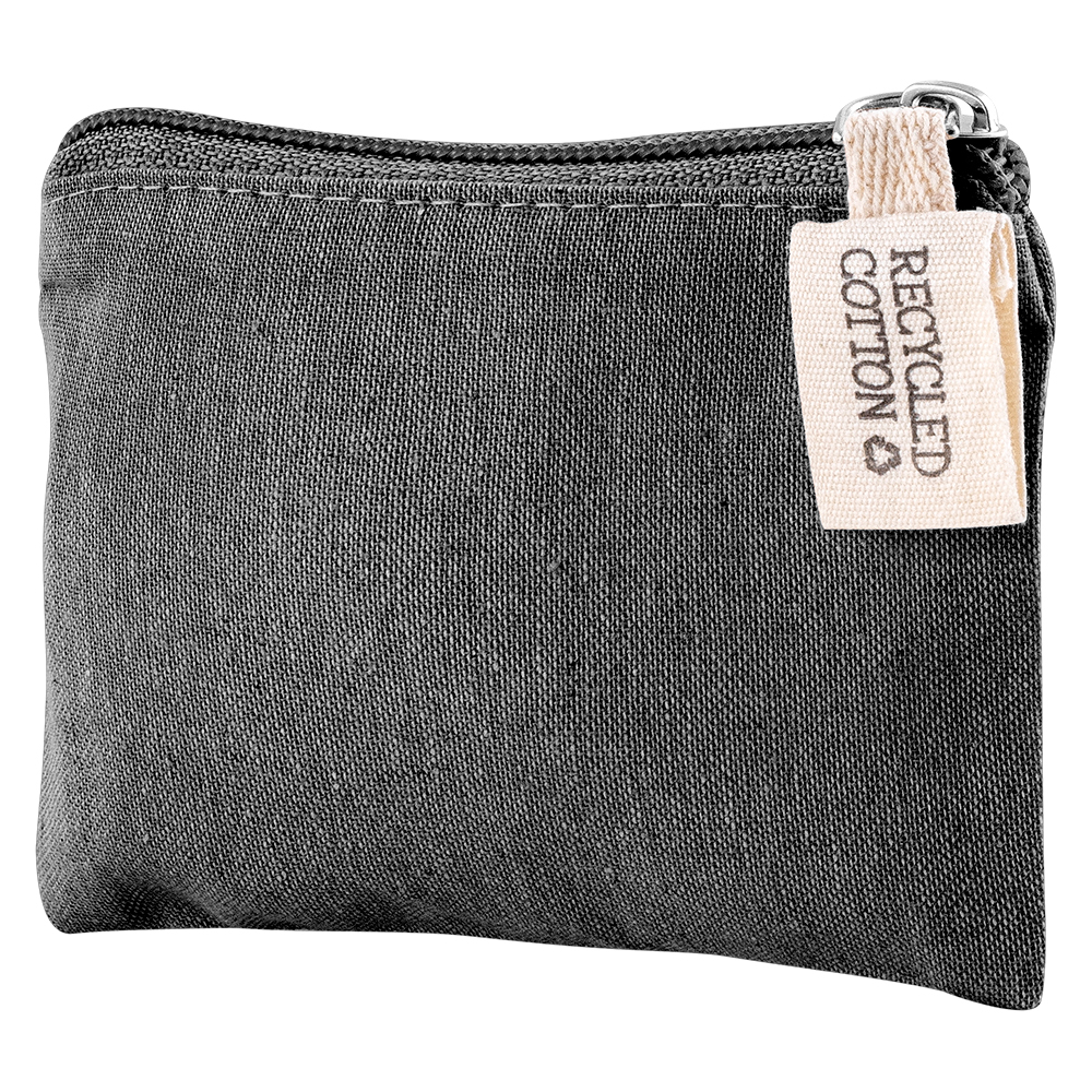 Porte-monnaie publicitaire coton recyclé 140g KALA Noir
