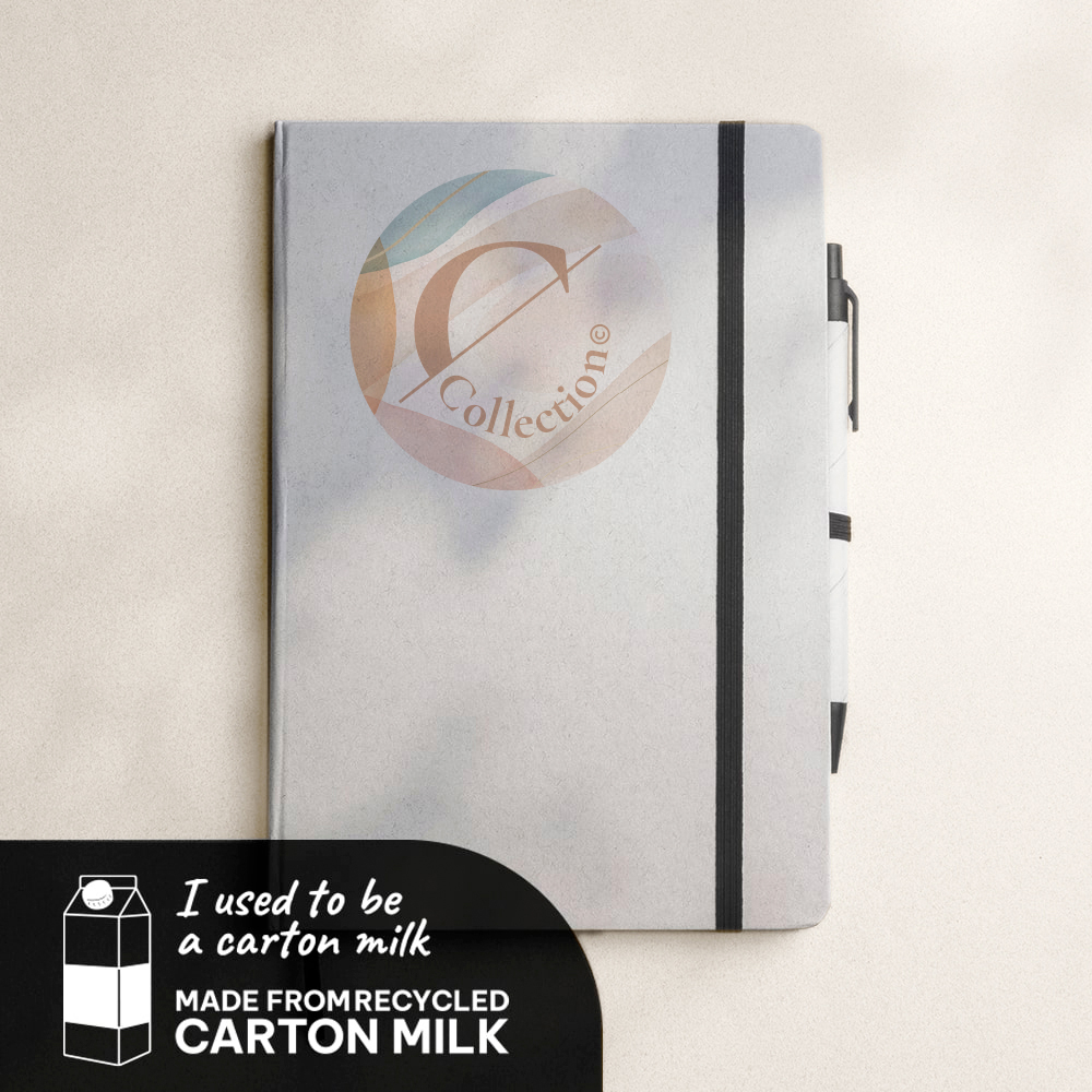 Carnet A5 personnalisé cartons de lait recyclés MIRAKA Blanc