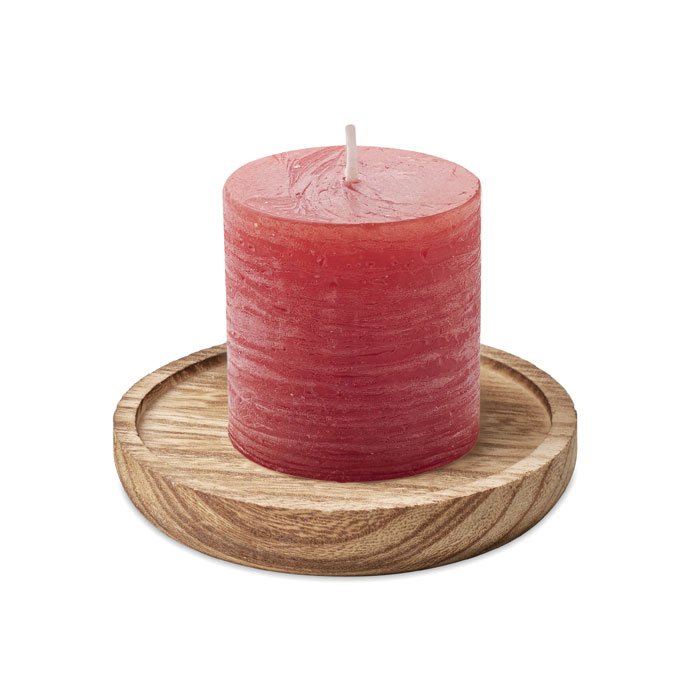 Bougeoir personnalisé avec bougie vanille PENTAS Rouge