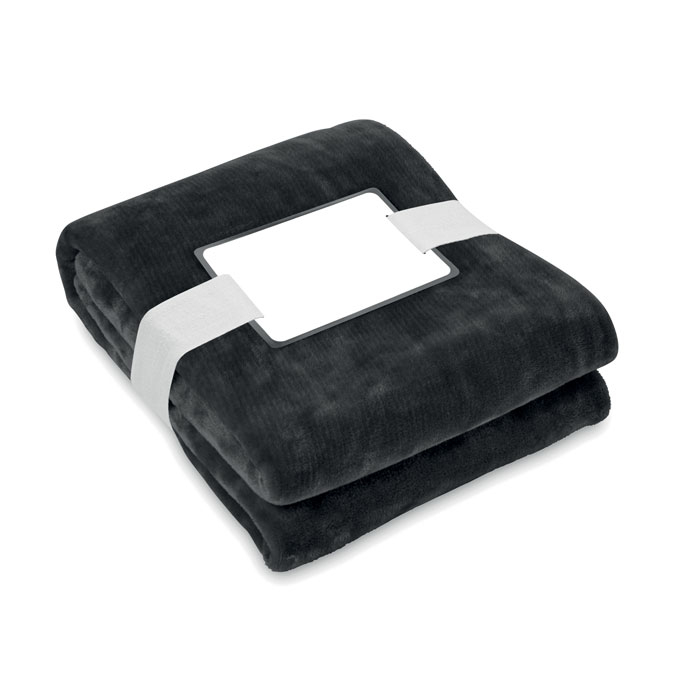 Plaid polaire en rPET publicitaire 120x150cm LOGAN Noir