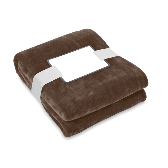 Plaid polaire en rPET publicitaire 120x150cm LOGAN Chocolat