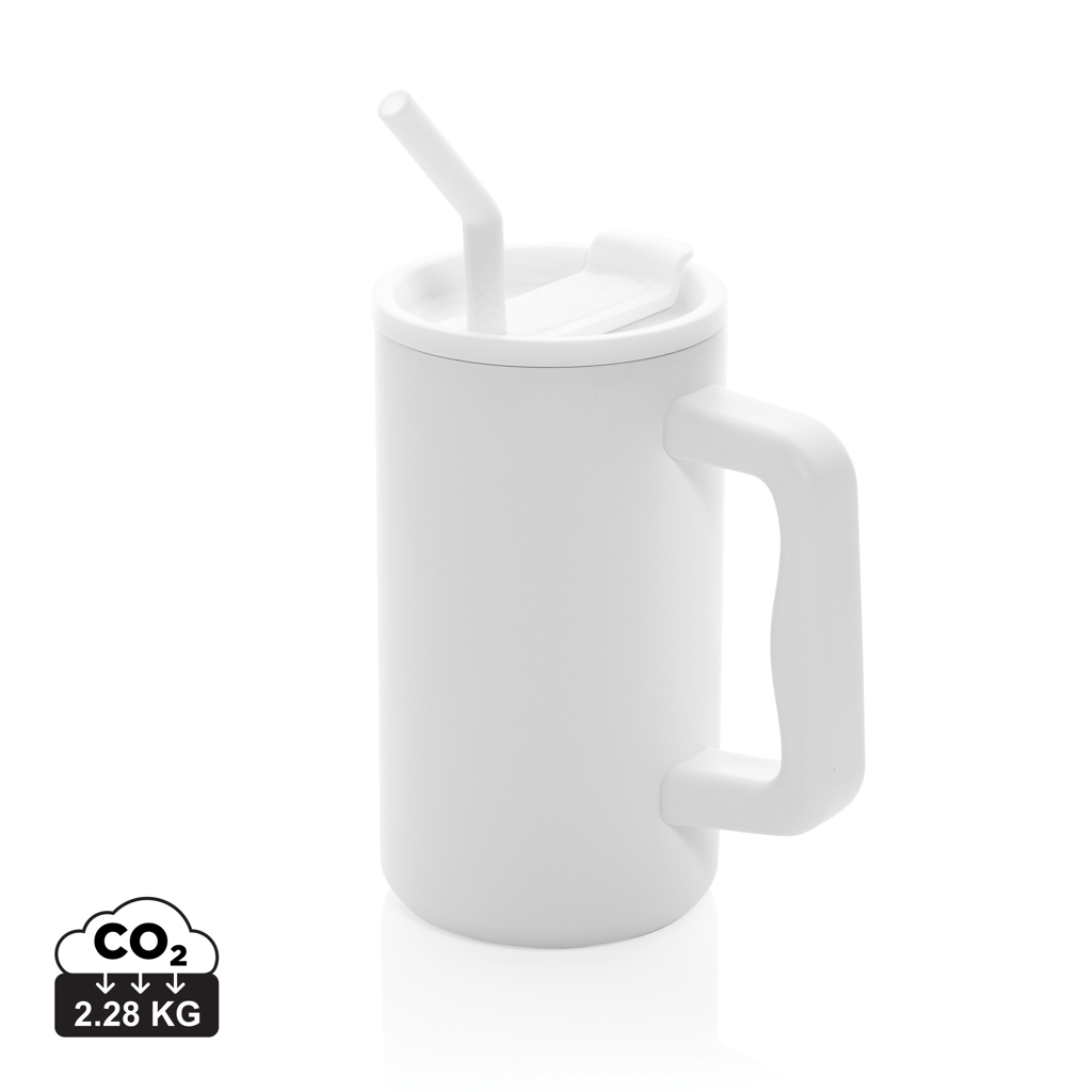 Mug publicitaire 800ml inox recyclé Cube Blanc