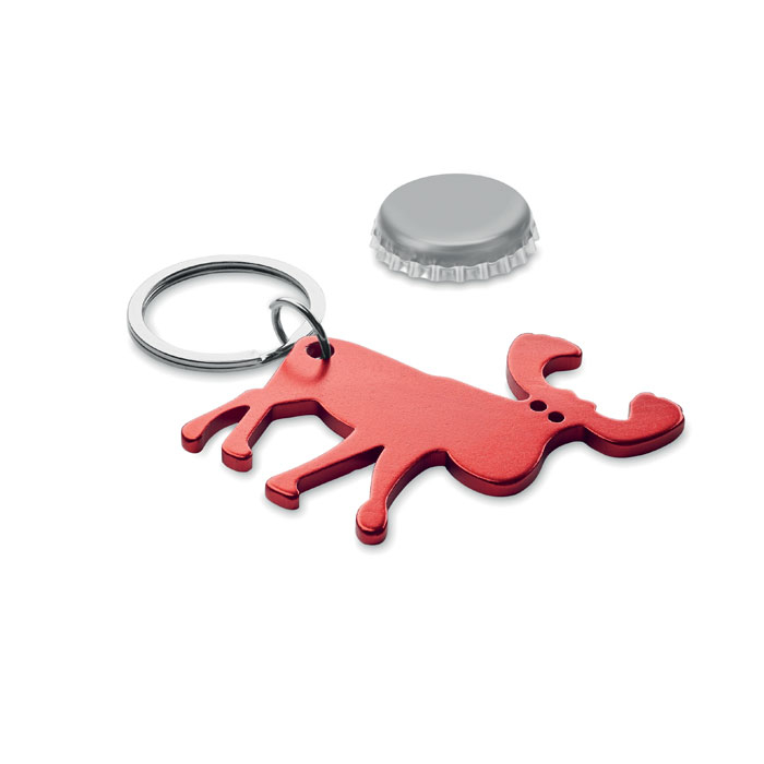 Porte-clés décapsuleur publicitaire alu recyclé Bottle Popper Rouge