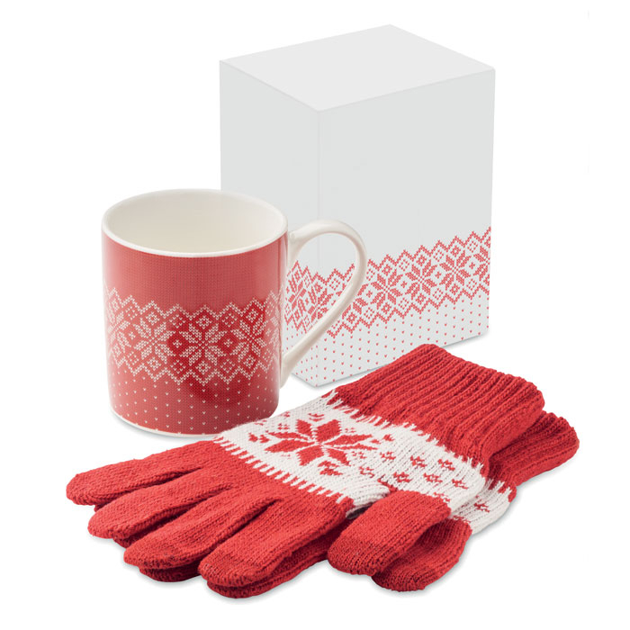 Set mug et gants hiver à personnaliser Copito Set Rouge