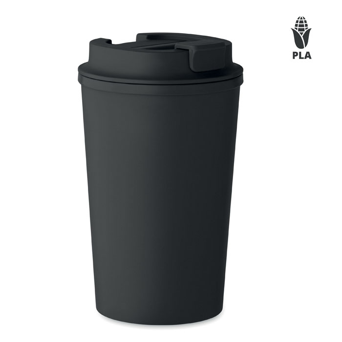 Gobelet promotionnel double paroi 350ml PLA maïs Beibaku Noir