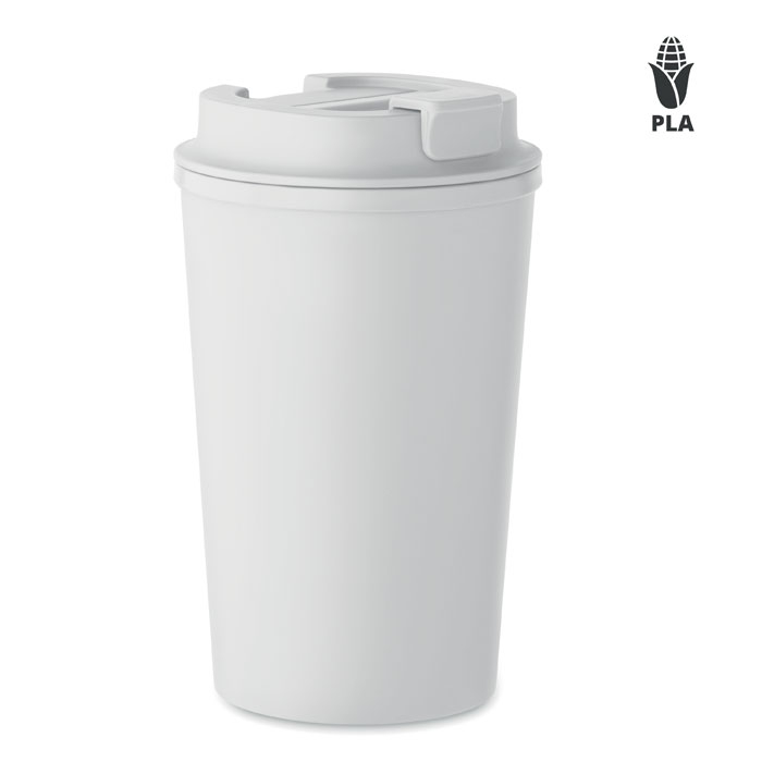 Gobelet promotionnel double paroi 350ml PLA maïs Beibaku Blanc