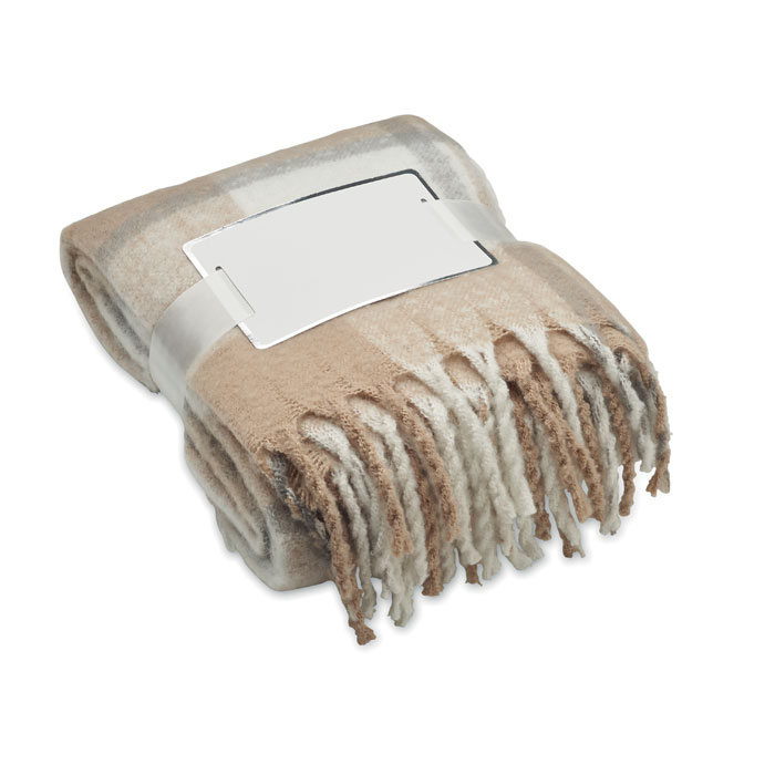 Couverture publicitaire en mohair à carreaux Quet Beige