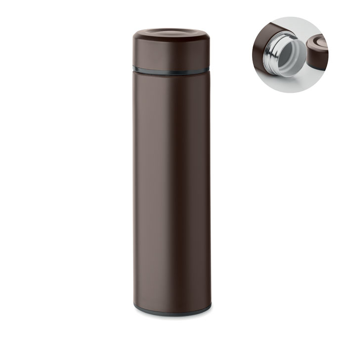 Bouteille publicitaire 420ml inox recyclé Nunavut Chocolat