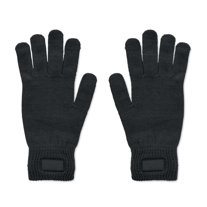 Gants tactiles promotionnels tricotés en rPET Handnit Noir
