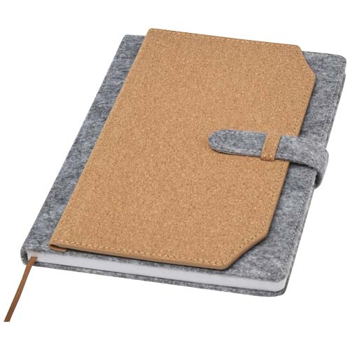 Carnet A5 promotionnel feutrine recyclée et liège Viviana Naturel