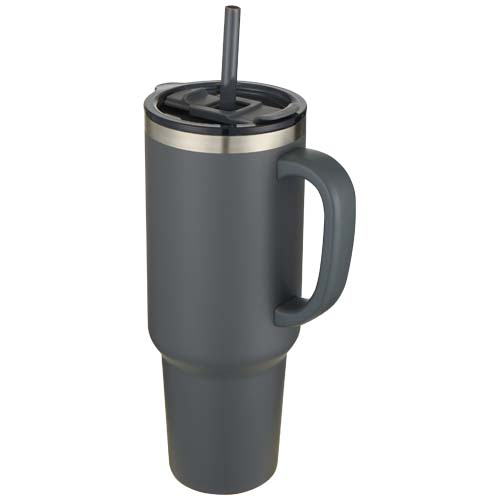 Mug publicitaire inox recyclé 1200ml avec paille Sydney Gris