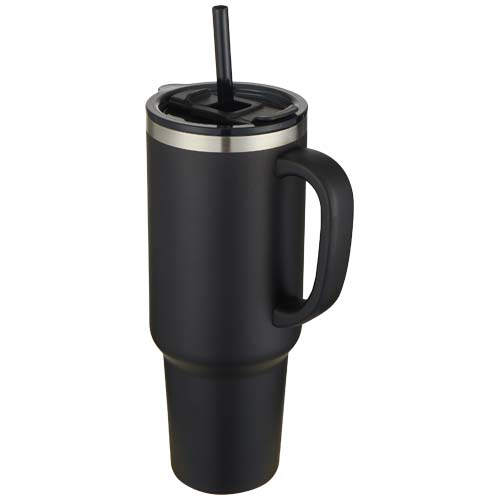 Mug publicitaire inox recyclé 1200ml avec paille Sydney Noir