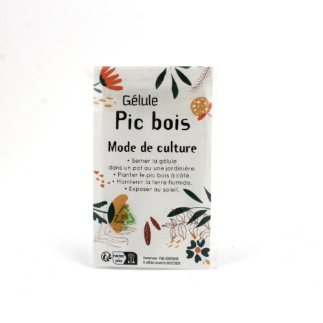 Pic bois gélule de graines personnalisable