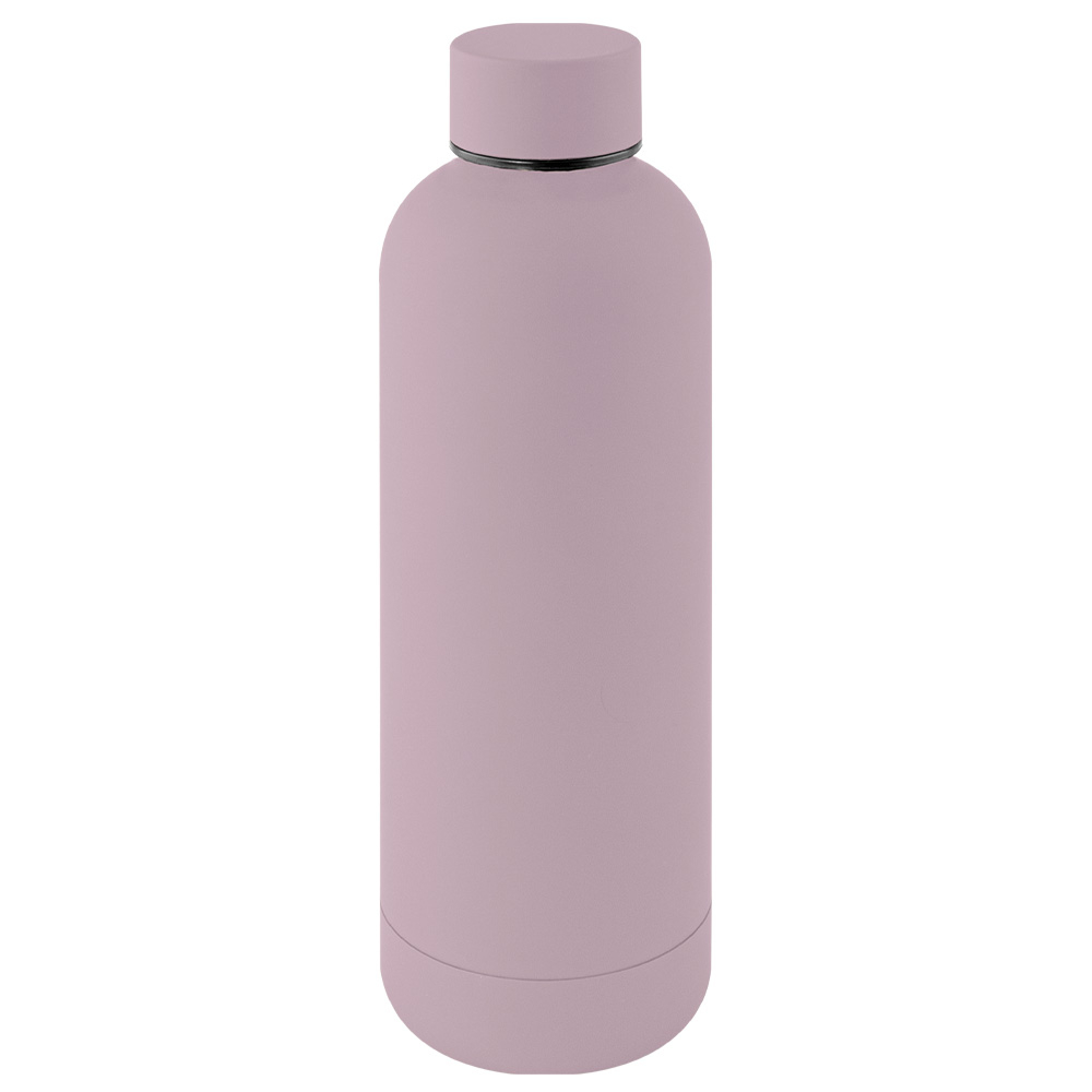 Bouteille publicitaire 500ml inox recyclé RUBBER Rose