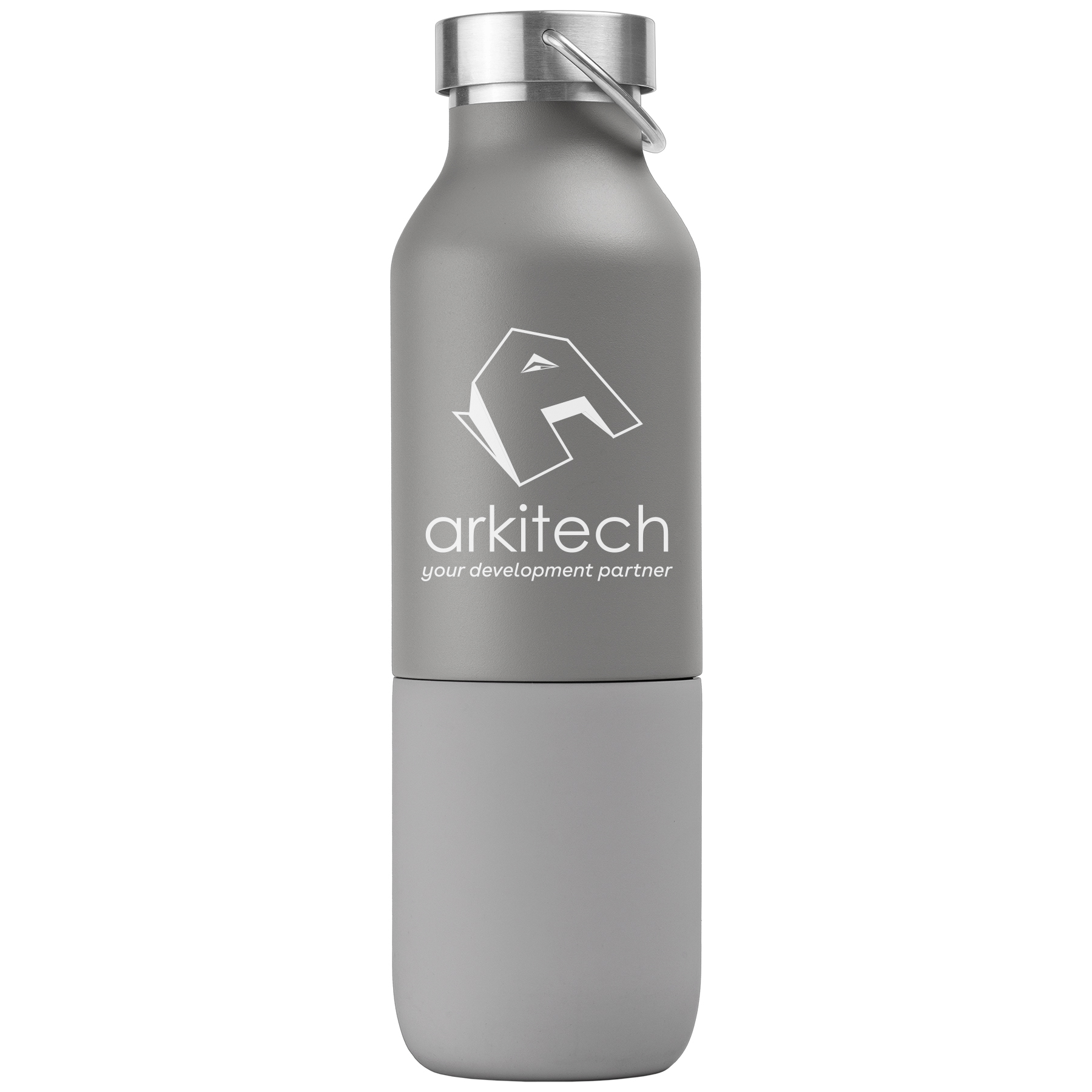 Bouteille publicitaire 2 en 1 recyclée 590 ml - Freya Duo Gris