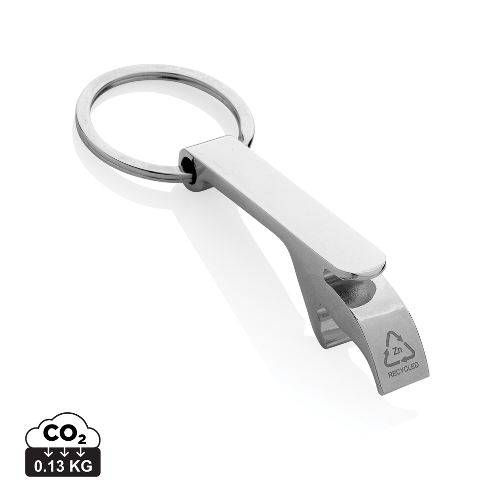 Porte-clés décapsuleur personnalisable zinc recyclé Argent