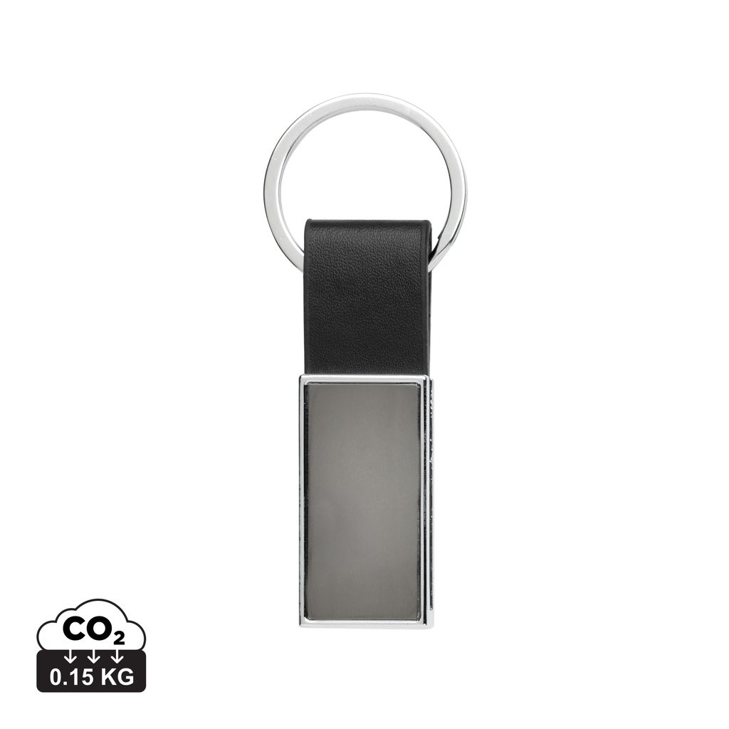 Porte-clés luxe personnalisable PU et zinc recyclé Noir