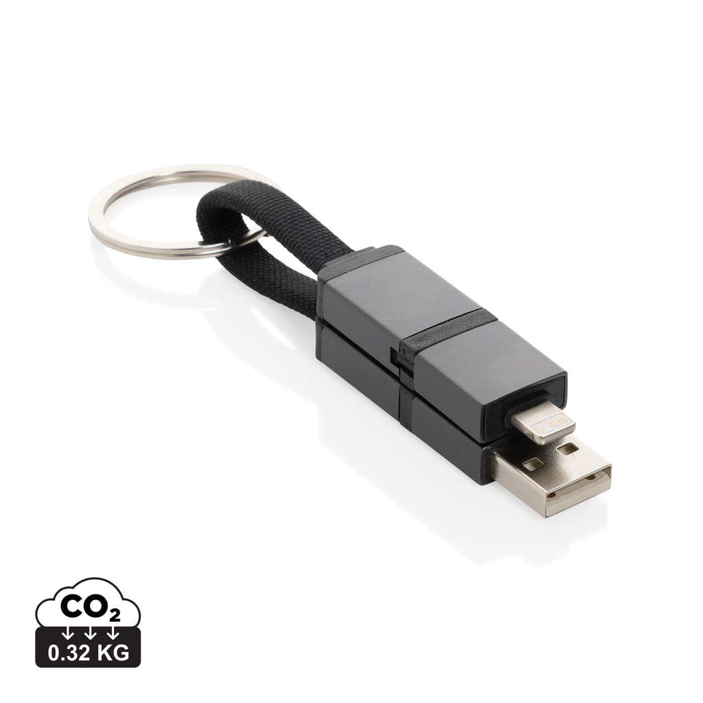 Câble de charge rapide 4en1 personnalisable recyclé Terra Gris