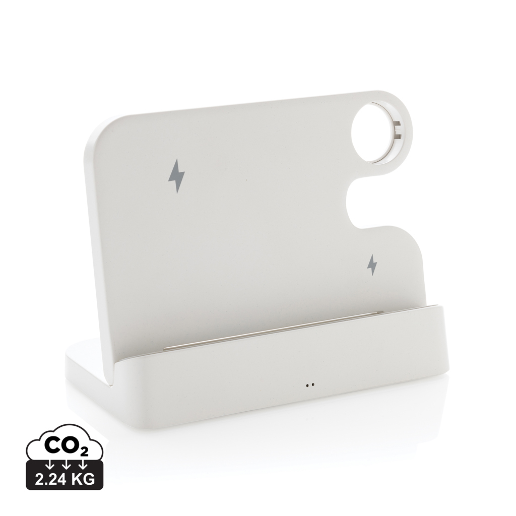 Double chargeur promotionnel 15W emplacement iWatch Blanc
