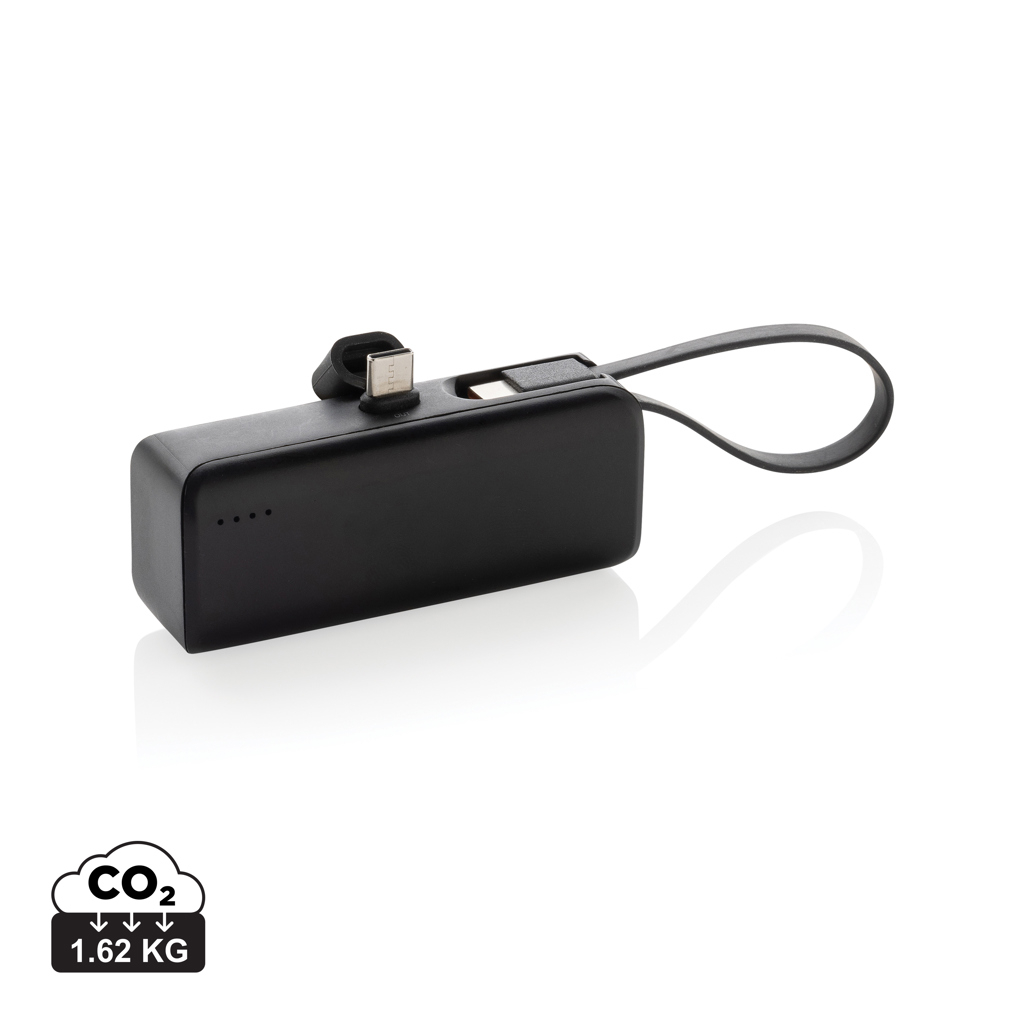 Powerbank publicitaire 3000mAh plastique recyclé Powerlink Noir