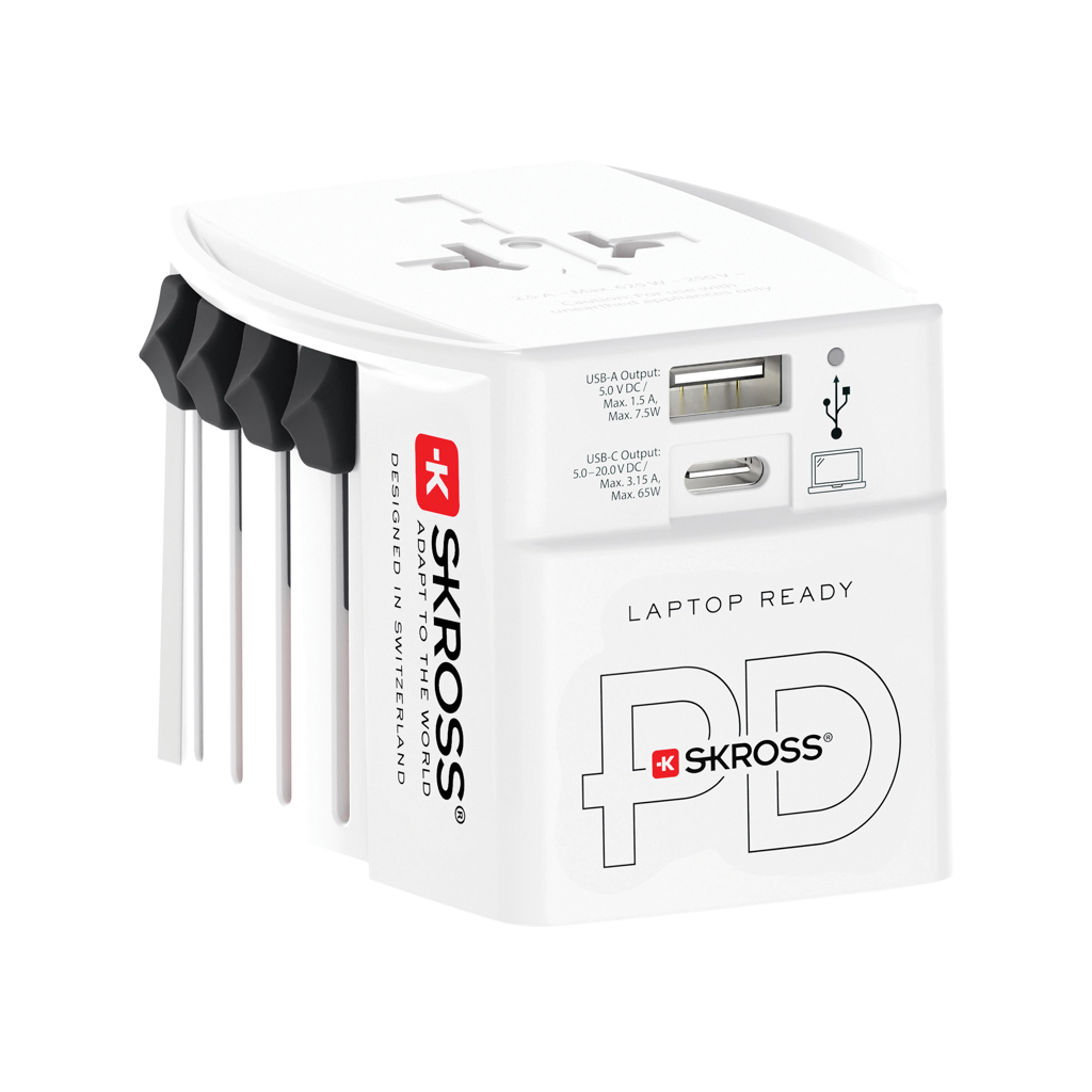 Adaptateur publicitaire universel MUV 65W PD avec USB SKROSS Blanc