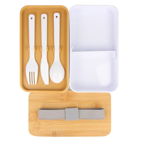 Boîte repas personnalisable recyclée avec couverts