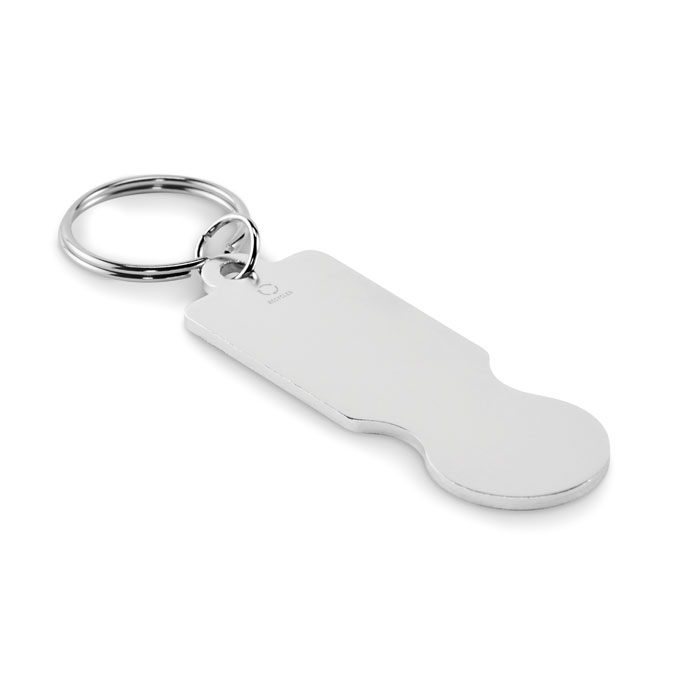 Porte-clés avec jeton de chariot à personnaliser Tokley Argent