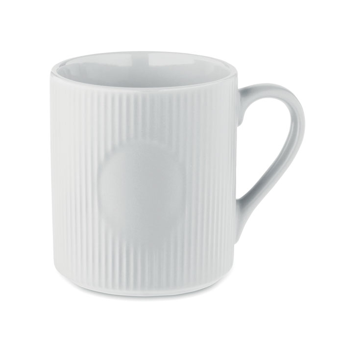 Tasse publicitaire céramique striée 340 ml Ribmug Blanc