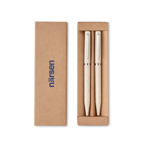 Set de stylos personnalisable paille de blé et ABS PEAT
