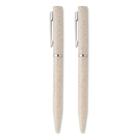 Set de stylos personnalisable paille de blé et ABS PEAT