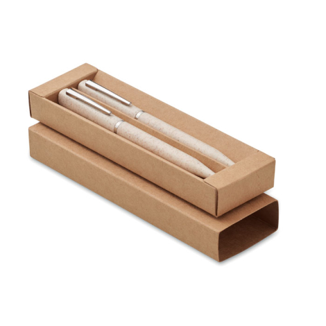 Set de stylos personnalisable paille de blé et ABS PEAT