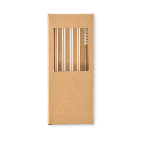 4 pailles en verre réutilisables et personnalisables GLAW