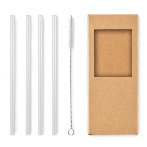 4 pailles en verre réutilisables et personnalisables GLAW