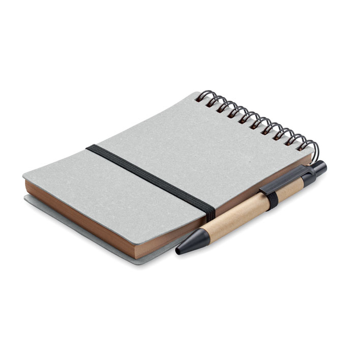 Carnet recyclé publicitaire et stylo à bille NOTIE Gris