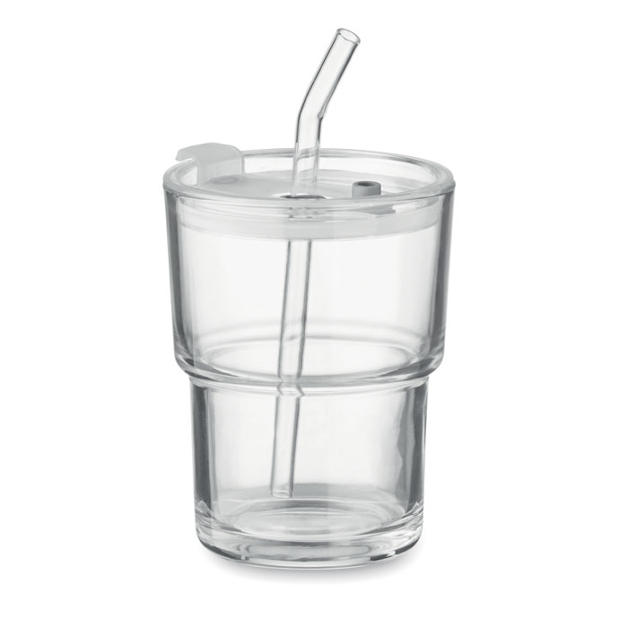 Gobelet personnalisé verre et paille 400ml SIP Transparent