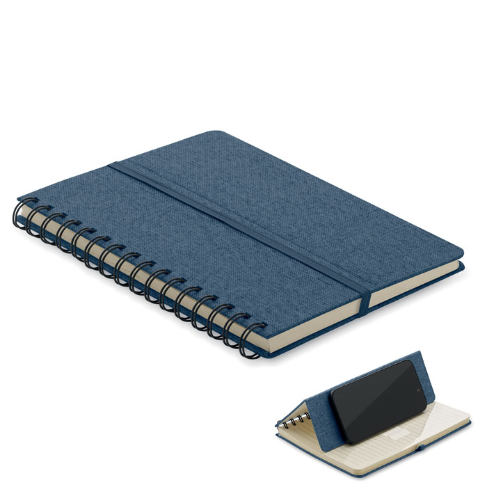 Cahier A5 publicitaire support de téléphone STRATA Bleu