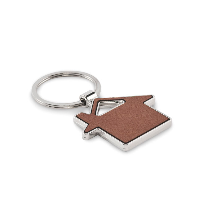 Porte-clés promotionnel en forme de maison LOUSE Marron