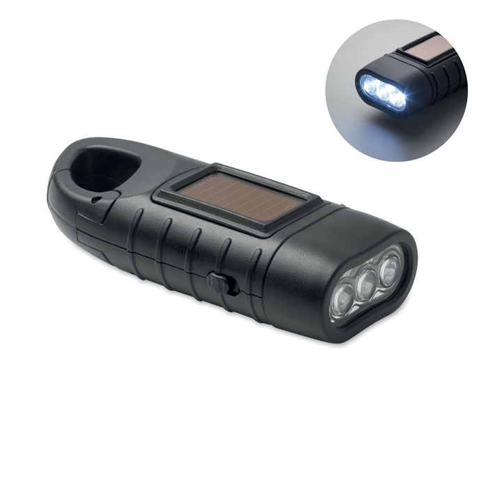 Torche solaire et dynamo à personnaliser SLUZ Noir