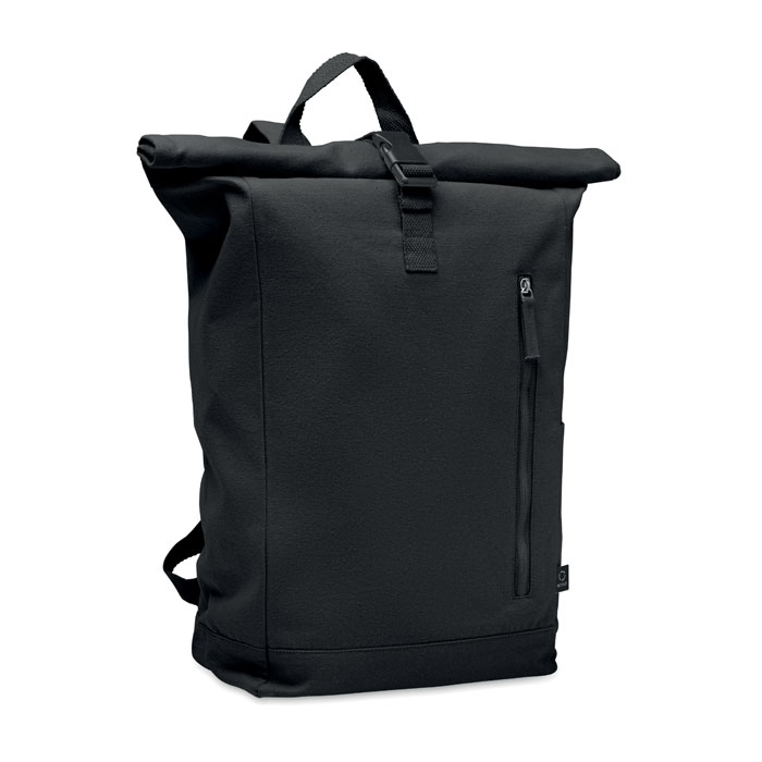 Sac à dos promotionnel enroulable coton recyclé 390 gr/m² KAMET Noir