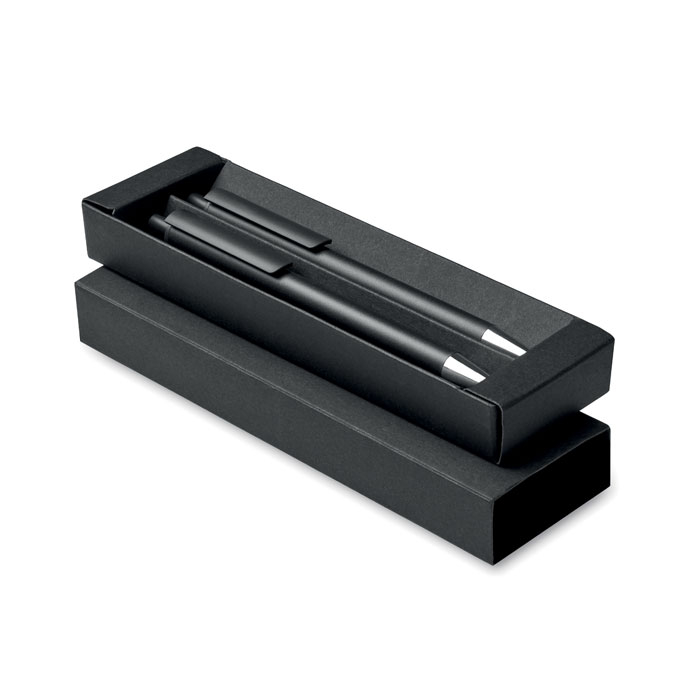 Set de stylos personnalisable en alu recyclé ORWELL Noir