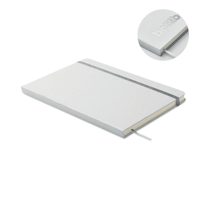 Carnet A5 coloré promotionnel recyclé ROUTE WHITE Argent